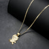 Medium Diamond Cut Gold Eagle Charm Necklace Set 24"