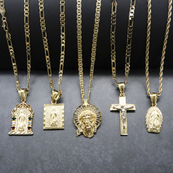 Small Virgin Mary Charm Necklace Set 24"