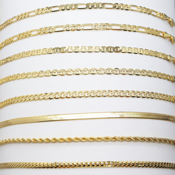 4MM Women's Gold Classic Herringbone Chain Anklet Foot Jewelry 10"