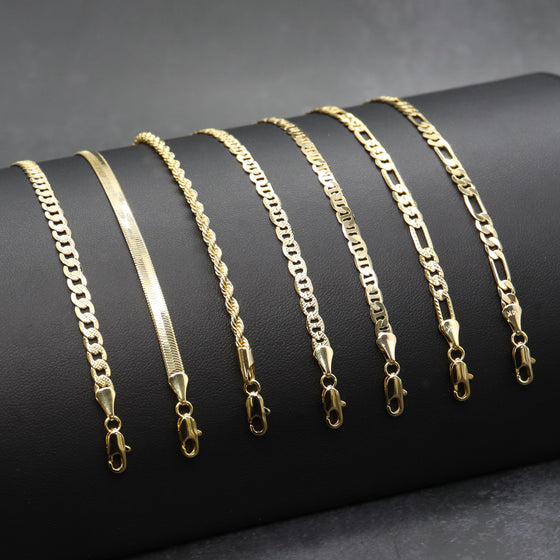 3MM Women's Gold Classic Rope Chain Anklet Foot Jewelry 10"