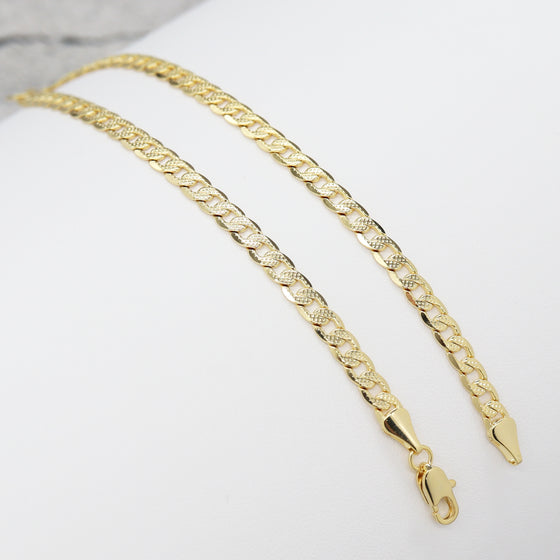 4MM Women's Gold Double Sided Cuban Chain Anklet Food Jewelry 10"
