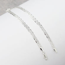  4MM Women's Silver Concave Textured Mariner Chain Anklet food Jewelry 10"