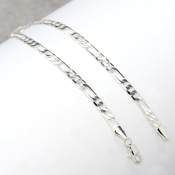 4MM Women's Silver Classic Figaro Chain Anklet Foot Jewelry 10"