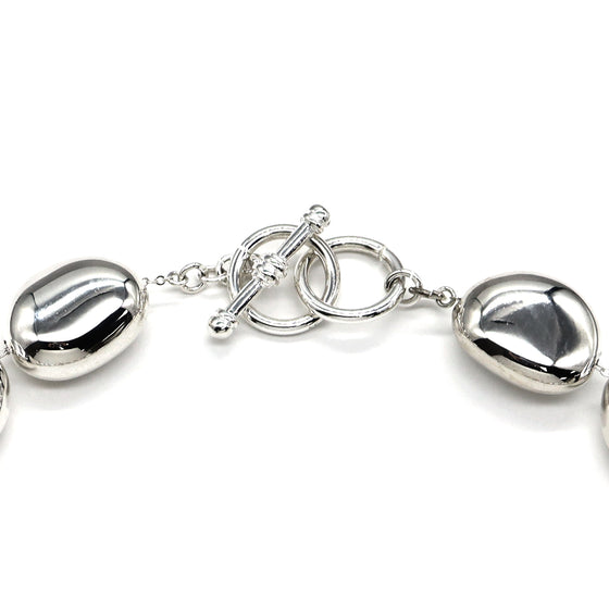 Women's Metal Pebble Necklace in Silver Plated 18"