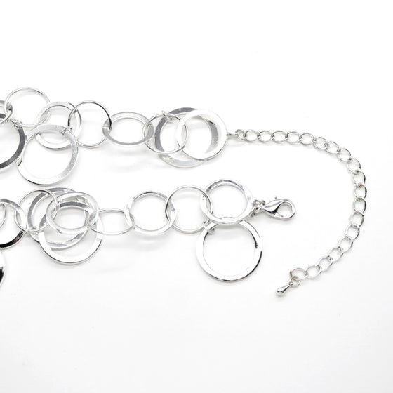 Women's Bold Graduated Interlocking Multi Circle Chain Statement Necklace 20"