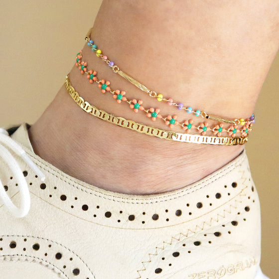 4MM Women's Gold Classic Mariner Chain Anklet Foot Jewelry 10"