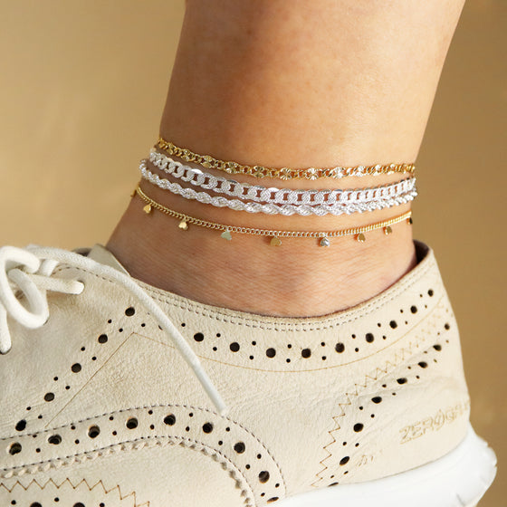 4MM Women's Silver Rope Chain Anklet Foot Jewelry  10"