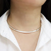 Women's Solid Round Collar Choker Necklace 14"