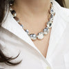 Women's Metal Pebble Necklace in Silver Plated 19"