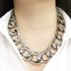 Women's Chunky Metal Chain Link Statement Necklace 20"