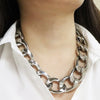 Women's Chunky Metal Chain Link Statement Necklace 20"