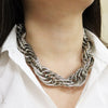 Women's Interlocking Multi Oval Chain Link Statement Necklace 19"