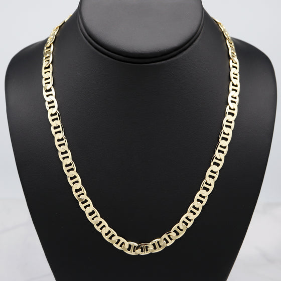 8MM Gold Classic Mariner Chain Necklace 20"24"