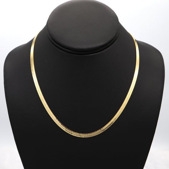 4MM Gold Classic Herringbone Chain Necklace 18"20"24"30"