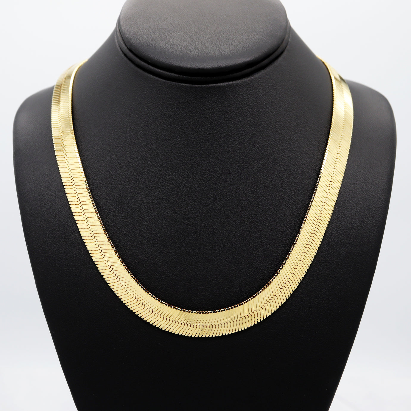 Wholesale Lot – 6 Pcs 14k Gold Plated Herringbone Chain Necklaces – 18 To 30 Inch