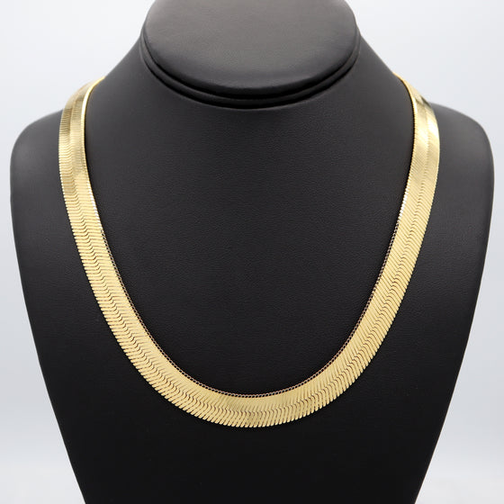 11MM Gold Classic Herringbone Chain Necklace 18"20"24"30"36"