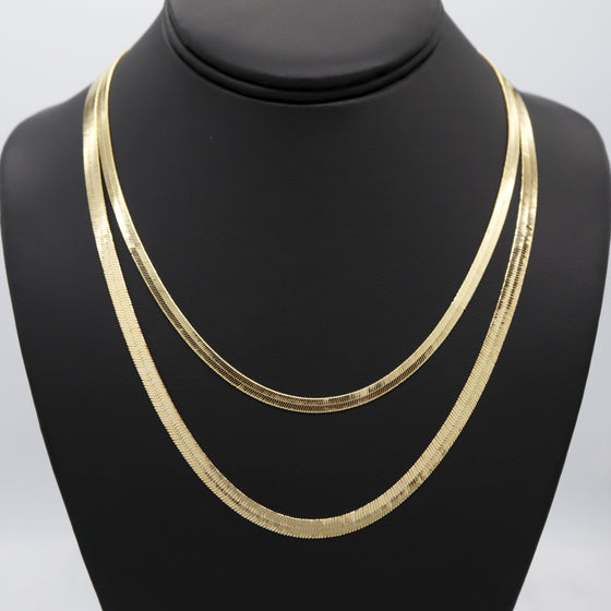 4MM Gold Classic Herringbone Chain Necklace 18"20"24"30"