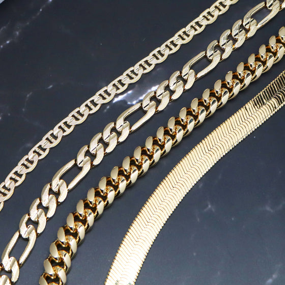 7MM Gold Classic Herringbone Chain Necklace 20"24"30"36"