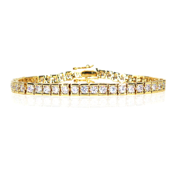 Bracciale Tennis Regolabile In Cristallo | Placcato Oro 14K | Con Zirconie | Gioiello Elegante Per Donne E Ragazze | Confezione Regalo