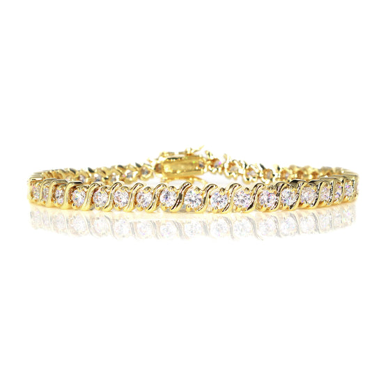 Women's S-Link Gold Cubic Zirconia Tennis Bracelet 7.5"