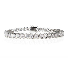  Women's S-Link Rhodium Cubic Zirconia Tennis Bracelet 7.5"