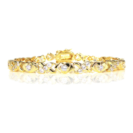 Women's Xoxo Hugs Kisses CZ Tennis Bracelet 7.5"