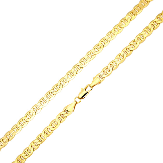 6MM Gold Concave Mariner Chain Necklace 20"24"