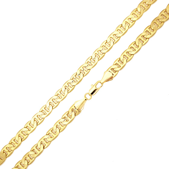 8MM Gold Concave Mariner Chain Necklace 20"24"