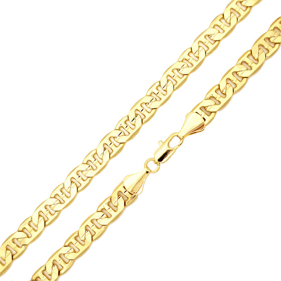 9MM Gold Concave Mariner Chain Necklace 20"24"