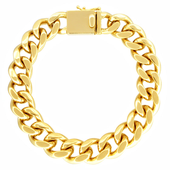 14MM Men's Special Box Lock Cuban Chain Link Bracelet 9"