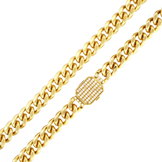 8MM Iced Out Cuban Chain Link Bracelet 9"