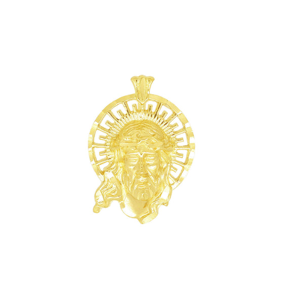 Small Diamond Cut Jesus Face Halo Charm Pendant