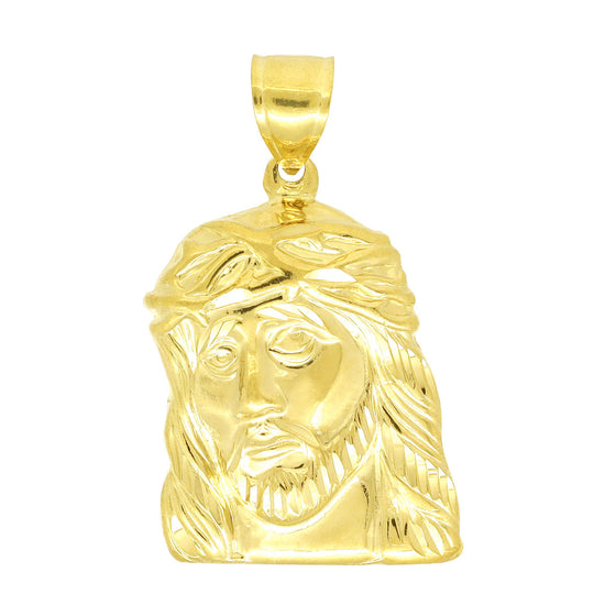 Large Diamond Cut Jesus Face Charm Pendant