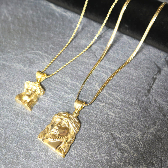 Large Diamond Cut Jesus Face Charm Pendant