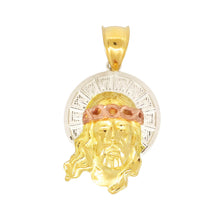  Tri Color Diamond Cut Jesus Face Halo Charm