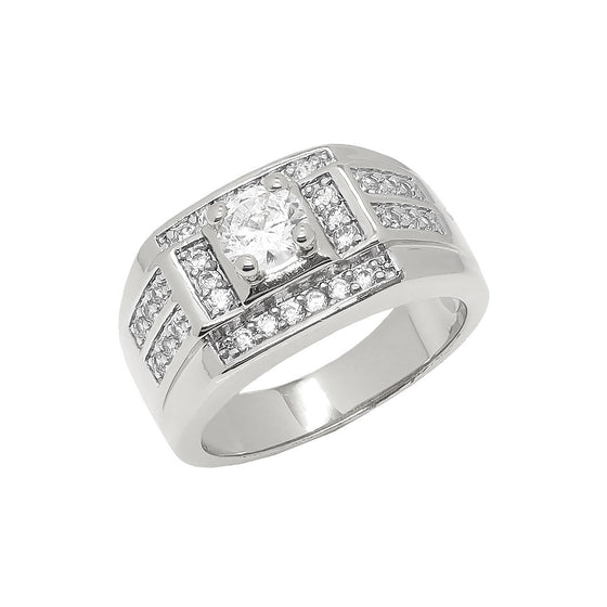 Men's Iced Out Rhodium Plated Ring CZ Size10-11