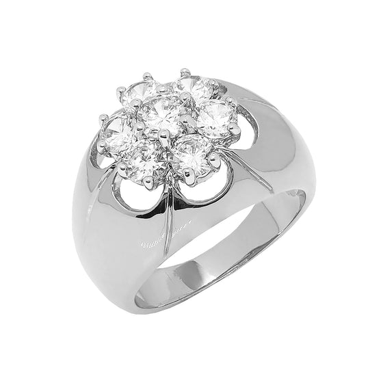 Men's Round Cluster CZ Bling Ring Size10-11