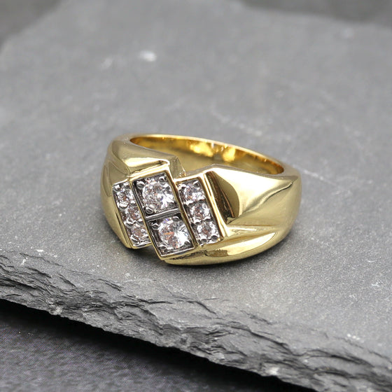 Men's Cluster Ring in 14K Gold Plated Size10-11