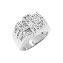  Men's Classic Rhodium Plated Ring CZ Size10-11