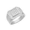 Men's CZ Square Cluster Ring in Rhodium Plated Size10-11