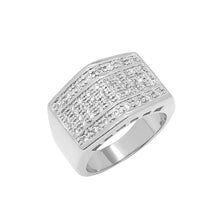  Men's CZ Cluster Hip-Hop Ring in Rhodium Plated Size10-11