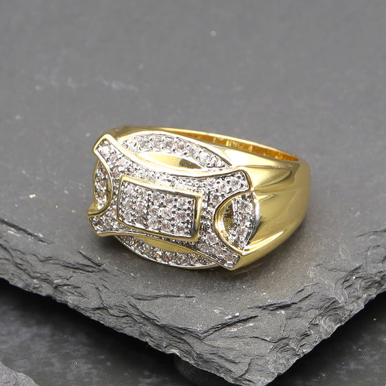 Men's Micro pave CZ Ring in 14K Gold Plated Size10-11