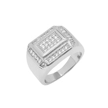  Men's CZ Elevated Cluster Ring in Rhodium Plated Size10-11