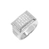 Men's Rectangle CZ Ring in Rhodium Plated Size10-11