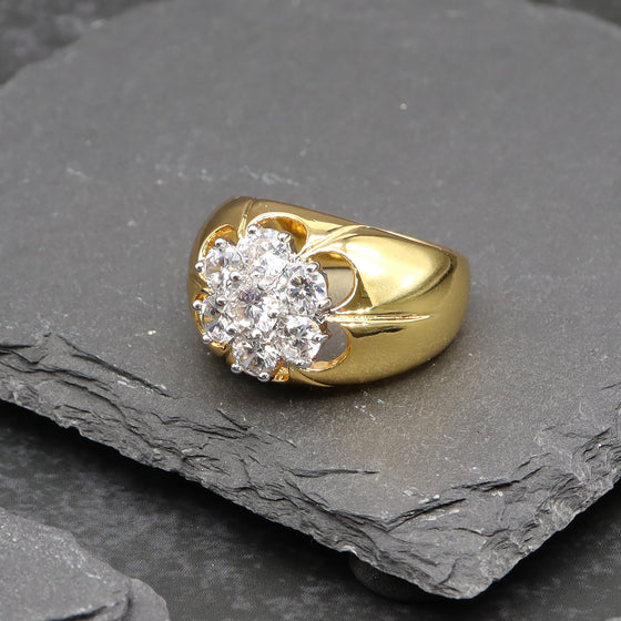 Men's Round Cluster CZ Bling Ring Size10-11