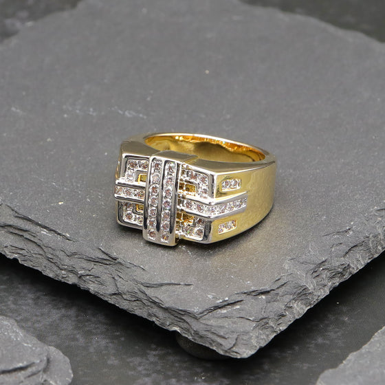 Men's Classic 14K Gold Plated Ring CZ Size10-11