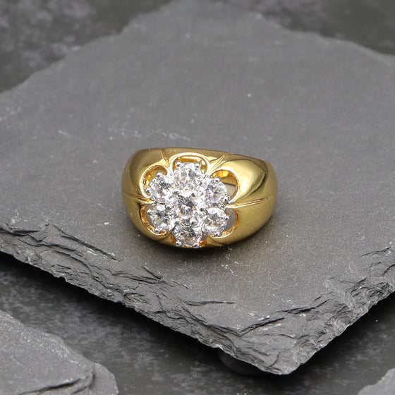 Men's Round Cluster CZ Bling Ring Size10-11