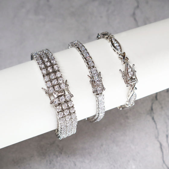 Women's High-Polish Cubic Zirconia Tennis Bracelet 7.5"