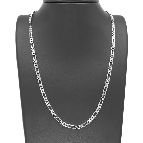 4MM Silver Classic Figaro Chain Necklace 20"24"30"