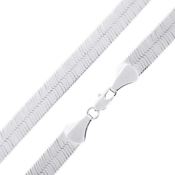 11MM Silver Classic Herringbone Chain Necklace 18"20"24"30" S6000